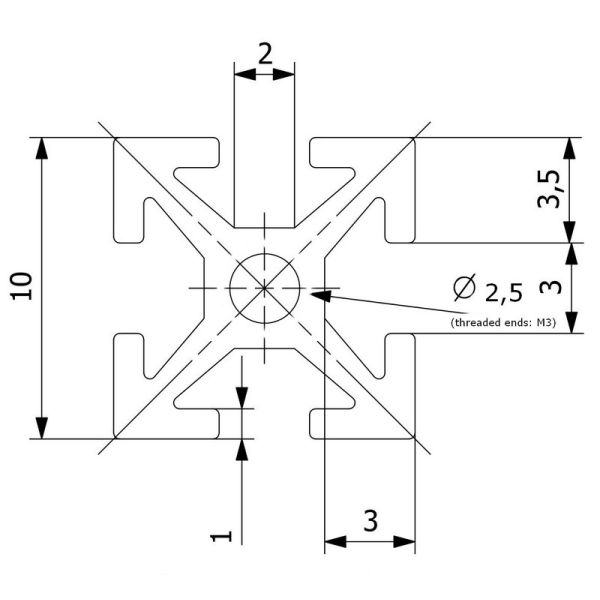 MakerBeam 60mm, 8pcs, black 