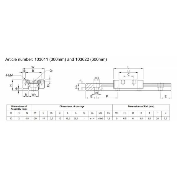 MakerBeam Linear Slide 300mm