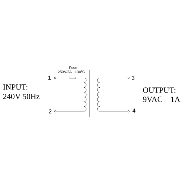 AC/AC voltage transformer 230V/9V