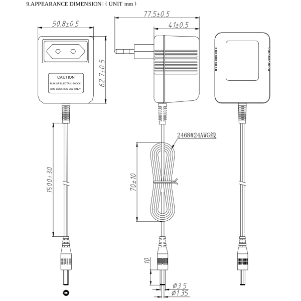 AC/AC voltage transformer 230V/9V